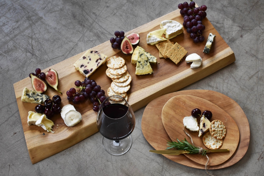 Valentine's Day teak serving board cheeseboard